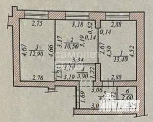 2-к квартира, вторичка, 49м2, 6/6 этаж