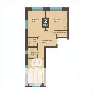 2-к квартира, вторичка, 70м2, 3/7 этаж