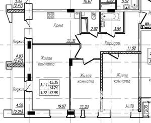 3-к квартира, вторичка, 78м2, 8/17 этаж