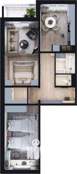 2-к квартира, строящийся дом, 64м2, 10/16 этаж