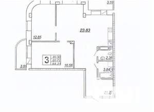 3-к квартира, вторичка, 89м2, 7/25 этаж
