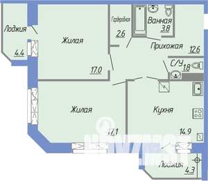 2-к квартира, вторичка, 75м2, 5/6 этаж
