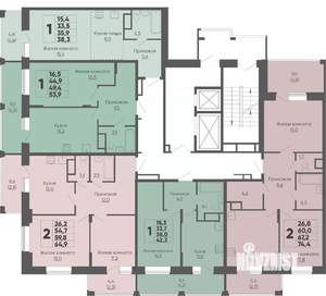 1-к квартира, вторичка, 54м2, 13/16 этаж