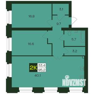 2-к квартира, вторичка, 95м2, 1/9 этаж