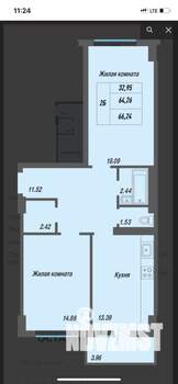 2-к квартира, вторичка, 66м2, 7/14 этаж