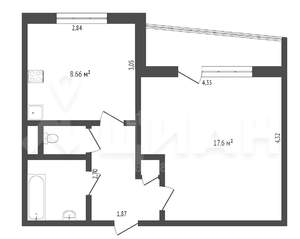 1-к квартира, вторичка, 36м2, 5/9 этаж