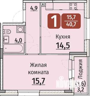 1-к квартира, вторичка, 41м2, 1/9 этаж