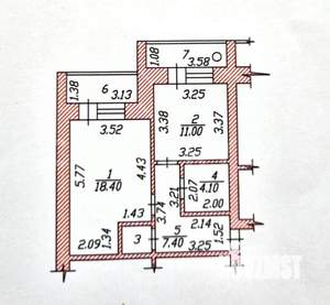 1-к квартира, вторичка, 42м2, 3/5 этаж