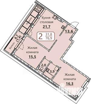 2-к квартира, вторичка, 77м2, 6/8 этаж