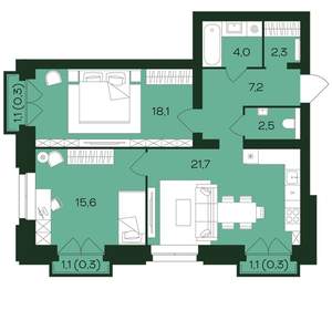 2-к квартира, вторичка, 72м2, 3/9 этаж