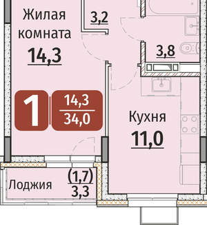 1-к квартира, строящийся дом, 36м2, 3/9 этаж