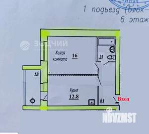 1-к квартира, сданный дом, 44м2, 6/9 этаж