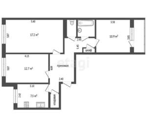 3-к квартира, вторичка, 66м2, 5/9 этаж