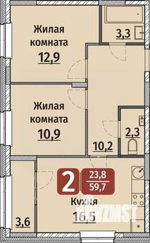 2-к квартира, вторичка, 60м2, 1/17 этаж
