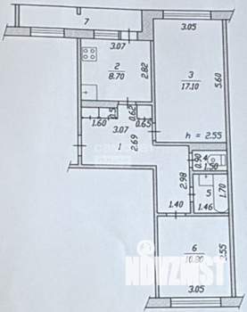 2-к квартира, вторичка, 53м2, 5/5 этаж