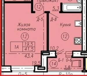 1-к квартира, вторичка, 45м2, 6/10 этаж