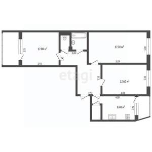 3-к квартира, вторичка, 66м2, 2/10 этаж