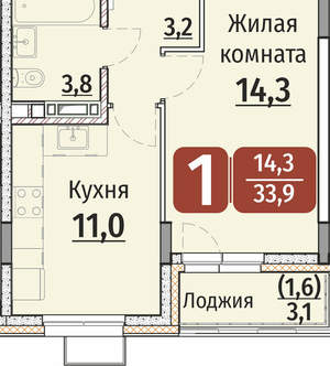 1-к квартира, строящийся дом, 35м2, 7/9 этаж