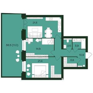 2-к квартира, вторичка, 90м2, 1/9 этаж
