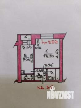 1-к квартира, вторичка, 36м2, 3/9 этаж