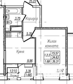 1-к квартира, вторичка, 36м2, 4/17 этаж