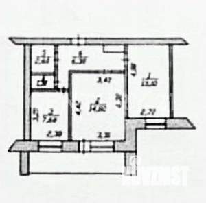 2-к квартира, вторичка, 51м2, 9/9 этаж