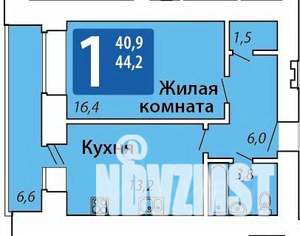 1-к квартира, вторичка, 44м2, 5/16 этаж