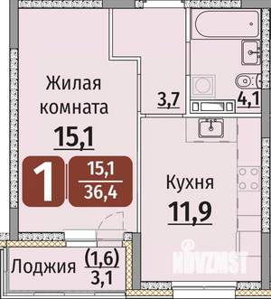1-к квартира, строящийся дом, 38м2, 3/9 этаж
