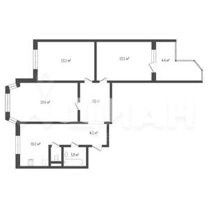 3-к квартира, вторичка, 80м2, 14/15 этаж