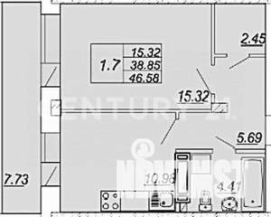 1-к квартира, вторичка, 48м2, 12/25 этаж