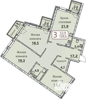 3-к квартира, вторичка, 110м2, 1/8 этаж