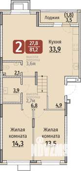 2-к квартира, вторичка, 81м2, 1/9 этаж