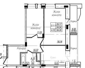 2-к квартира, вторичка, 59м2, 15/17 этаж