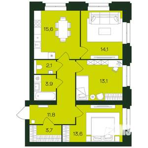 3-к квартира, вторичка, 78м2, 2/9 этаж