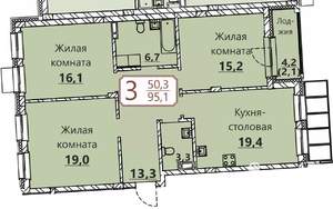 3-к квартира, вторичка, 95м2, 5/8 этаж