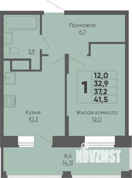 1-к квартира, строящийся дом, 42м2, 2/16 этаж