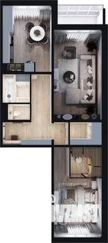 2-к квартира, вторичка, 64м2, 12/16 этаж