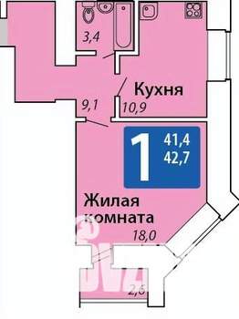 1-к квартира, вторичка, 43м2, 1/16 этаж