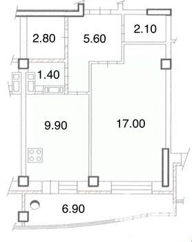 1-к квартира, вторичка, 39м2, 9/9 этаж