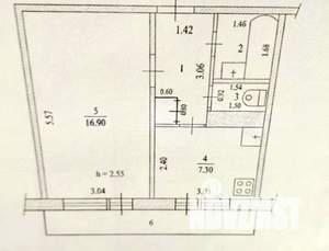 1-к квартира, вторичка, 38м2, 4/5 этаж