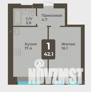 1-к квартира, вторичка, 44м2, 6/9 этаж