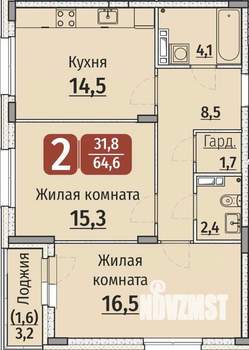 2-к квартира, вторичка, 66м2, 5/9 этаж