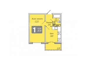 1-к квартира, вторичка, 37м2, 7/9 этаж