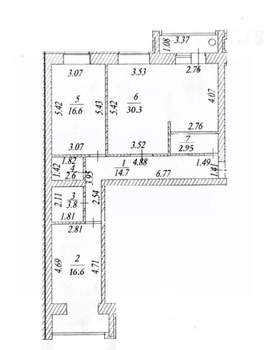 3-к квартира, вторичка, 90м2, 3/9 этаж