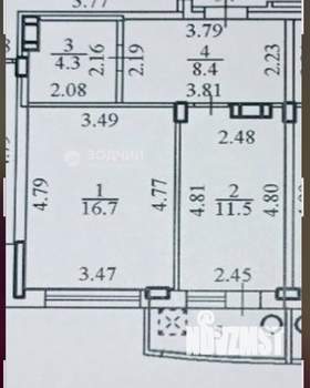 1-к квартира, вторичка, 46м2, 6/9 этаж