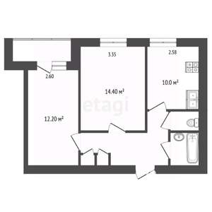 2-к квартира, вторичка, 50м2, 4/9 этаж