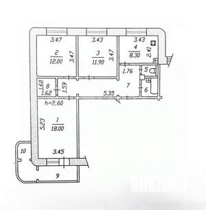 3-к квартира, вторичка, 76м2, 9/10 этаж