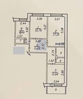 3-к квартира, вторичка, 66м2, 4/9 этаж