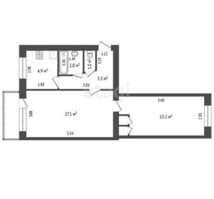 2-к квартира, вторичка, 45м2, 4/5 этаж