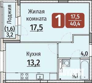 1-к квартира, строящийся дом, 42м2, 5/9 этаж